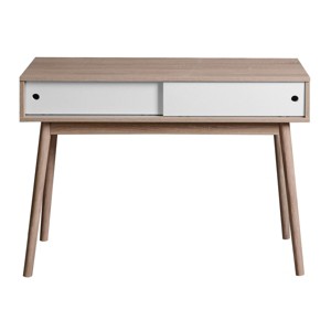 GlasFlength Console Tables Modern Entryway Storage Table with Sliding Doors and Wooden Legs for Living Room Hallway, Beige, 39.4"*13.77"*29.52" - 1 of 4
