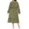 Agnes Orinda Women's Plus Size Bohe Floral Print V Neck Long Sleeve Ruffle Hem A Line Midi Dresses - 4 of 4