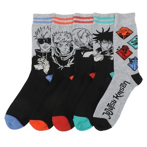 Jujutsu Kaisen Character Art Adult 5-Pair Casual Crew Socks-OSFA - 1 of 4