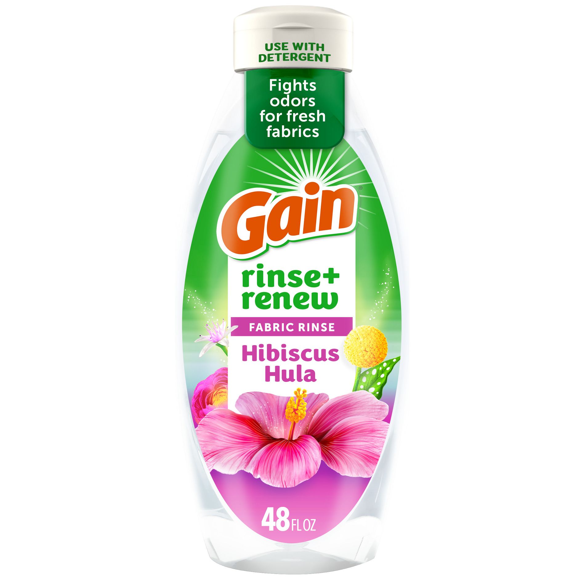Gain Rinse + Renew Fabric Rinse - Hibiscus Hula - Rinse Out Odors - 48 fl oz