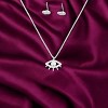 Slickblue Evil Eye Jewelry Set for Women, Small Hamsa Earrings & Pendant Necklace, Chic Metal Design, 16", Silver/Gold - 3 of 3