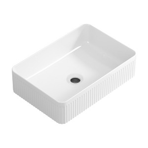 ChicFurnit Bathroom Sinks Rectangle Countertop Bathroom Sink Porcelain Ceramic Thin Edge Basin Vessel Sink for Bathrooms, White, 19.69"*13.39"*5.12" - 1 of 4