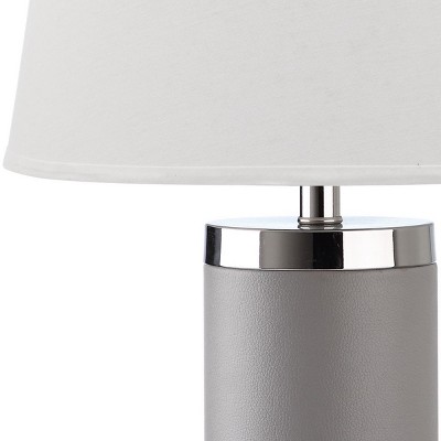 Navy Faux Leather & Chrome Cylinder Table Lamp Set