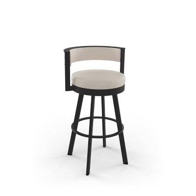 30" Browser Counter Height Barstool with Upholstered Seat Beige - Amisco