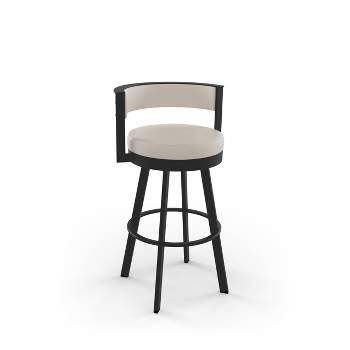 30" Browser Counter Height Barstool with Upholstered Seat Beige - Amisco