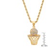 Steeltime Men's stainless steel simulated diamond basketball and hoop pendant. Color Options: Silver, Gold, Black - 3 of 4