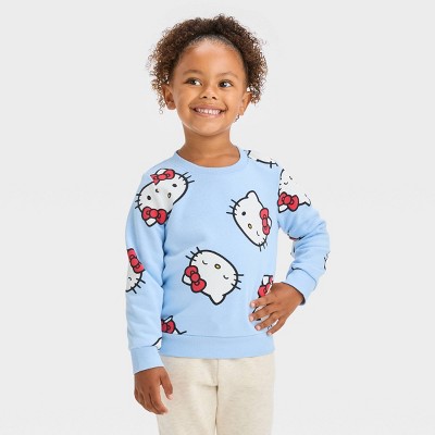 Toddler Girl Graphic Kitty and Letter Print Long-sleeve Pullover