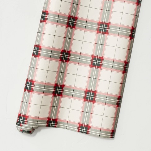 Holiday Plaid Premium Gift Wrap Red/Green - Hearth & Hand™ with Magnolia - image 1 of 4