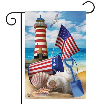 Patriotic Beach Scene Polyester Garden Flag
