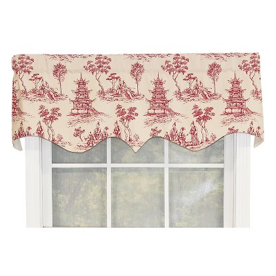 Naomi Regal Oriental Motive 3" Rod Pocket Valance 50" x 17" Red by RLF Home