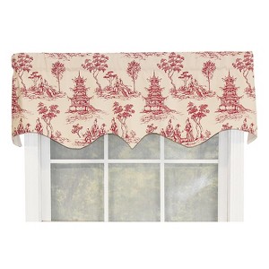Naomi Regal Oriental Motive 3" Rod Pocket Valance 50" x 17" Red by RLF Home - 1 of 3
