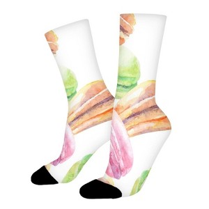 Watercolor Macarons Women Printed Crew Socks Funny Funky Socks Soft Polyester Novelty Gifts for Artists Men - 1 of 1