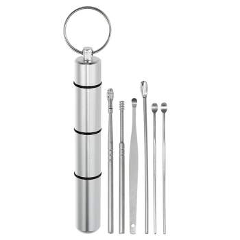 Unique Bargains Stainless Steel Ear Cleansing Tool Ear Care Set with Aluminum Storage Case 6Pcs