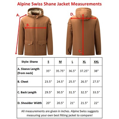 Alpine Swiss Shane Mens Faux Shearling Lined Parka Hooded Winter Coat Cargo Utility Jacket Tan Large — фото 4