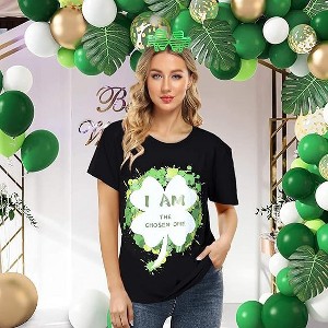 Garvee Women Shamrock T-Shirt, Funny St.Patricks Day Shirt with Shamrock Glasses for Women - 1 of 4