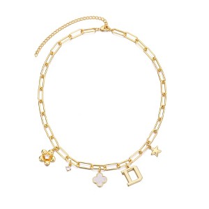 Adornia 14k Yellow Gold Plated Initial Chunky Charm Necklace - 1 of 1