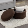 Round Storage Ottoman Bench, Upholstered Circle Ottoman with Reversible Lid for Living Room or Bedroom – Cuddlewood - 2 of 4