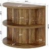 Tribesigns Half Round End Table, 3-Tier Farmhouse Nightstand with Storage, Fluted Semi-Circle Side Table for Bedroom, Living Room, Brown - 3 of 4