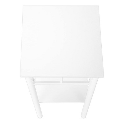 Elegant 28" White Square Metal & Wood 2-Tier Accent Table