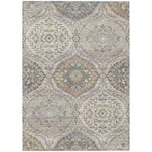 HomeRoots 3' X 5' Beige Gold And Denim Blue Floral Washable Indoor Outdoor Area Rug - 1 of 4