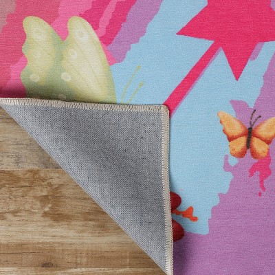 Apricot Butterfly Swirl Flatwoven Polyester Kids' Area Rug, 4' x 6'