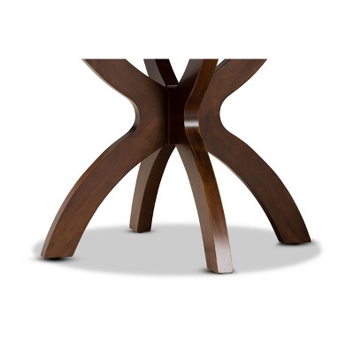 Contemporary Round Walnut Wood Dining Table for Four