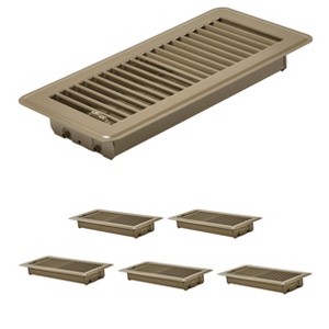 VEVOR 4x10In Floor Registers, 6-Pack Vent Grilles, HVAC Heavy-Duty Walkable Iron Floor Vents, Easily Adjustable Rust-Proof Air Vents Deflector, Brown - 1 of 4