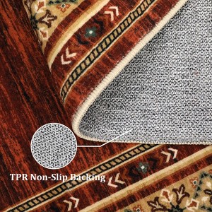 8x10 Area Rugs for Bedroom Washable Non Slip Indoor Carpet Stain Resistant Bordered Print Soft Floor Cover Neutral Foldable Mat for Dining Room - 1 of 4