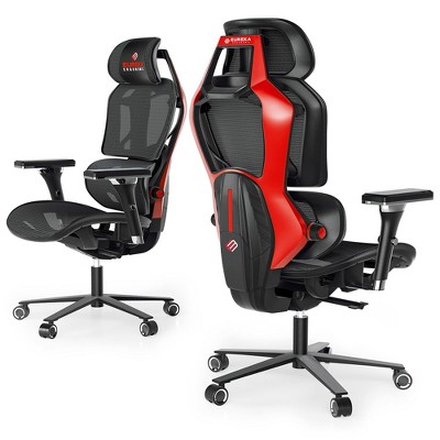 Eureka Red and Black Ergonomic Gaming Chair with Adjustable Arms