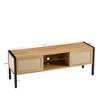 LIVAREEmlen 54.33" Rattan TV Cabinet,Double Sliding Doors for Storage,Adjustable Shelf, Metal Legs, TV Console for Living Room - 3 of 4