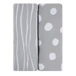 Ely's & Co. Baby Fitted  Sheet  100% Combed Jersey Cotton Grey and White Abstract 2 Pack