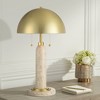 Possini Euro Design Chanterelle 24 1/2" High Mushroom Mid Century Modern Table Lamp Pull Chain Beige Faux Stone Finish Brass Dome Shade Living Room - 2 of 4
