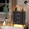 Vlsrka Farmhouse Nightstand with Hidden Compartment, 3 Drawers, LED Light, Motion Sensor & Charging Station - 4 of 4