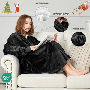 Inhand Oversized Wearable Blanket Hoodie, Long Hooded Blanket for Girls, Cozy Flannel Sweatshirt Blanket with Giant Pocket and Zipper - 1 of 4