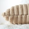 Trinity 2 Pieces Ribbed Stripe Faux Fur Plush Decorative Throw