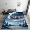 Lomsoe Christmas Santa Claus Print Flannel Blanket - All Seasons Soft and Warm Perfect for Living Room Decor, Sofa, Bed, Travel - 2 of 4