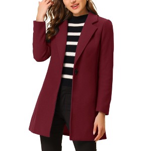 INSPIRE CHIC Women's Regular Fit Notched Lapel Long Sleeve Buttoned Classic Coat - 1 of 4