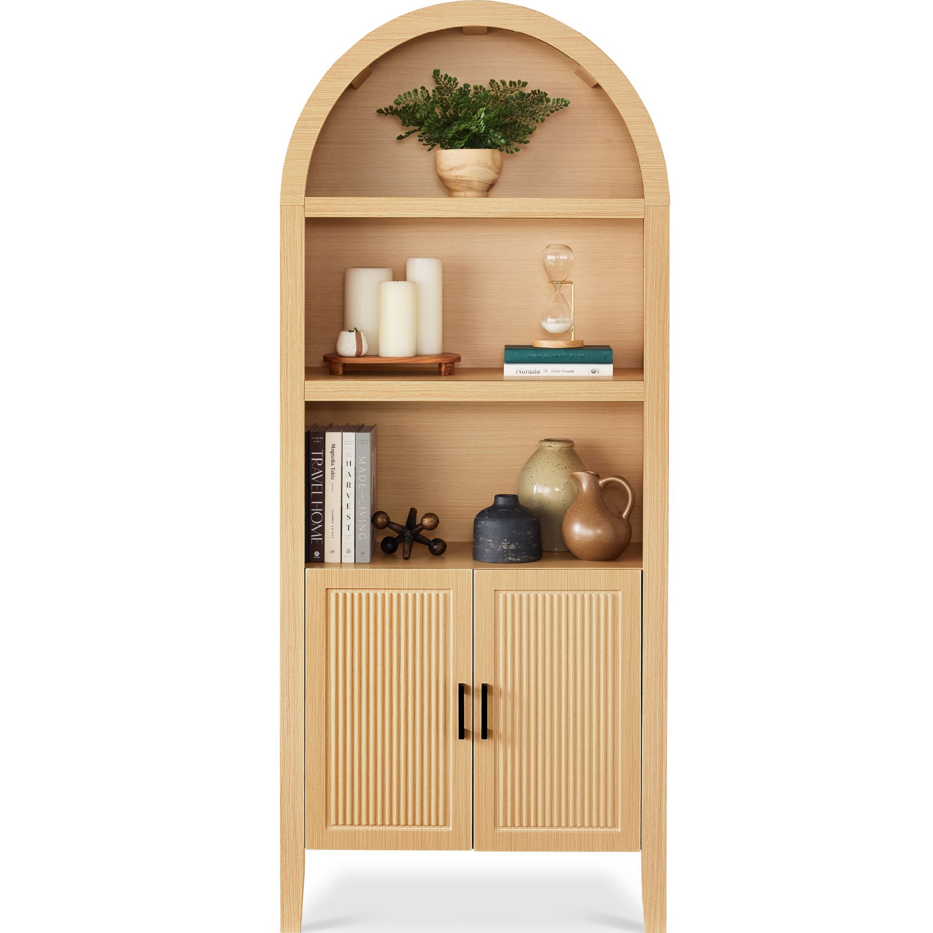 Best Choice Products 72in Arched Storage Cabinet w/ Reeded Cabinet Doors
