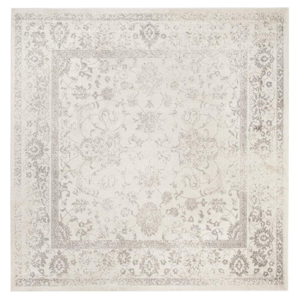 9'x9' Square Medallion Loomed Rug Ivory/Silver Square - Safavieh