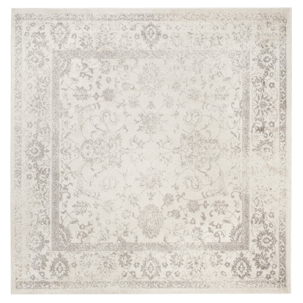  Square Medallion Loomed Rug Ivory/Silver Square