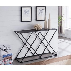 Kings Brand Furniture – Calvert Modern Console Sofa Table, Black Metal Frame & Gray Wood - Perfect for Entryways and Living Rooms - 1 of 4