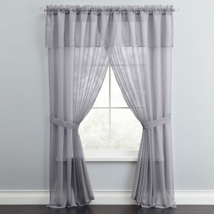BrylaneHome BH Studio Sheer Voile 5 Piece One-Rod Curtain Set - 1 of 4