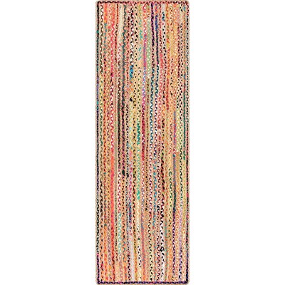 Handmade Multicolor Braided Cotton Jute Runner Rug