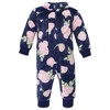 Hudson Baby Infant Girl Fleece Jumpsuits, Coveralls, and Playsuits, Navy Rose - 3 of 4