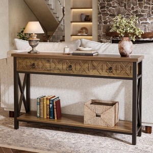 Tribesigns Farmhouse Console Table with 3 Drawers, 55" Entryway Table with 2-Tier Storage Shelf for Living Room, Entrance, Hallway, Foyer - 1 of 4
