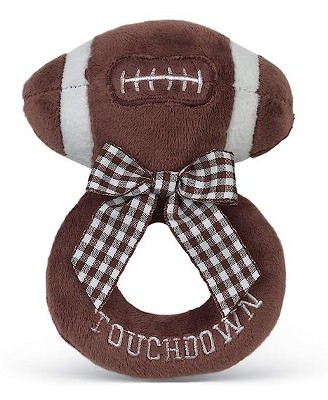 Image of Bearington Baby Touchdown Plush Stuffed Animal Football Soft Ring Rattle, 5.5"