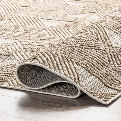 Diamond Weave Synthetic 4' x 6' Easy Care Area Rug in Beige