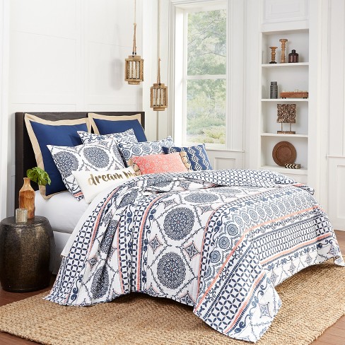 Levtex Home Mills Waffle Navy Duvet Set - Cotton Queen / Navy