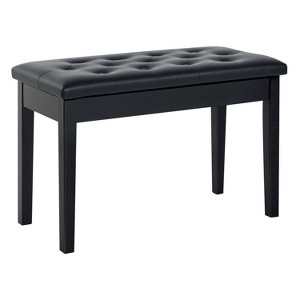 Aghana Digitals Black Duet Piano Bench with Faux Leather Tufted Cushion, Sturdy Wood Frame & - 1 of 4