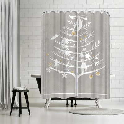 White Ornament Tree Ii by PI Creative Holiday Collection Shower Curtain - Americanflat